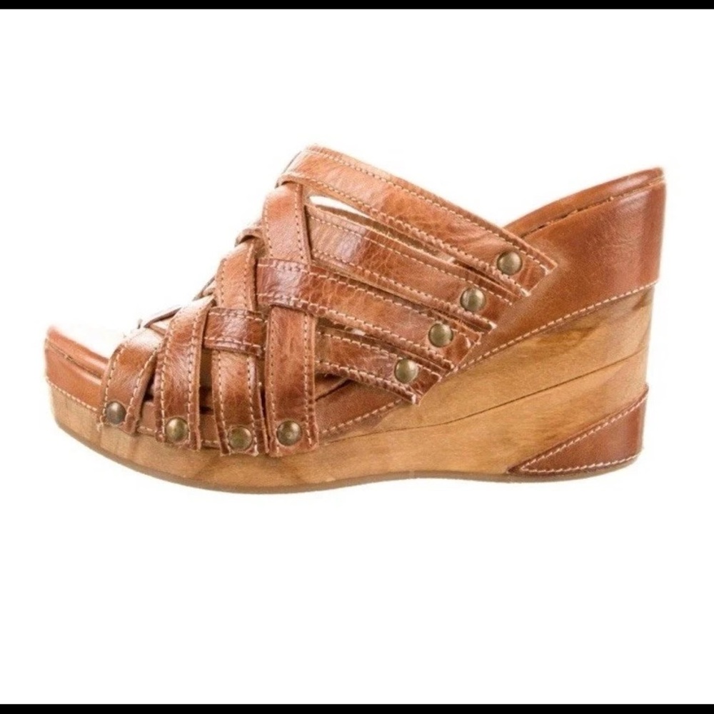 New BEDSTU Gina II tan rustic wedge sandal